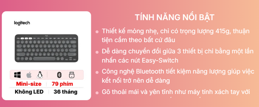 Bàn phím Bluetooth Logitech Pebble Key 2 K380S
